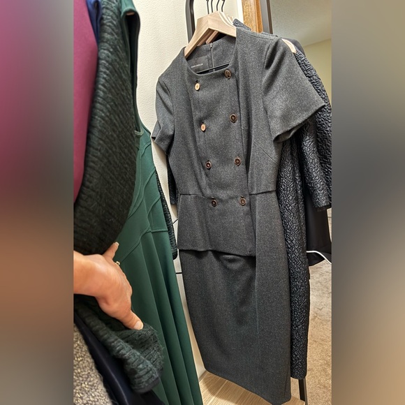 Cedric Charlier wool herringbone dress. Color is charcoal grey. Size 2. - Picture 7 of 10